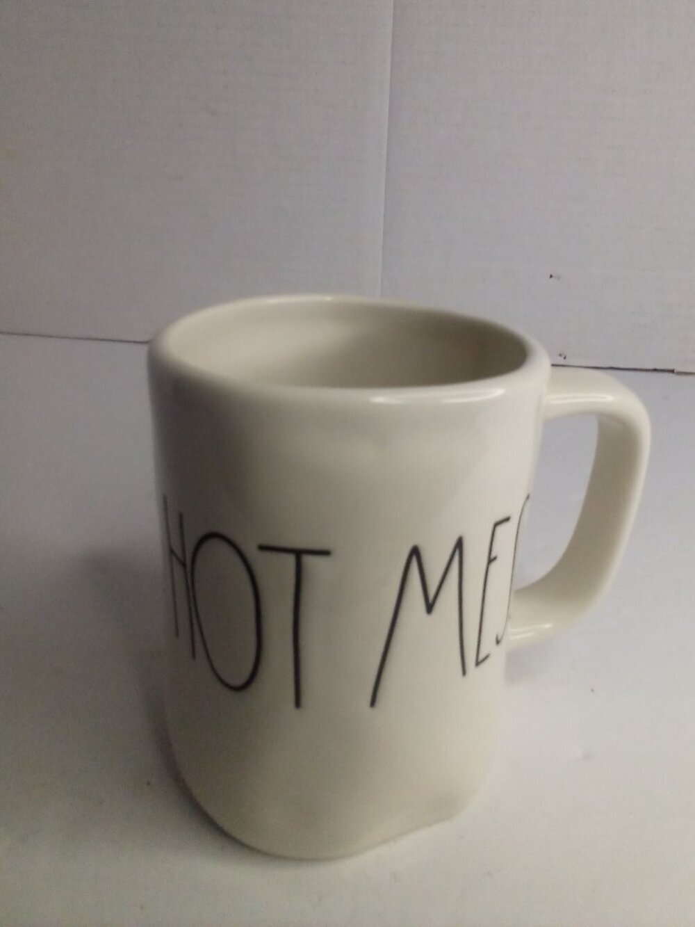 Rae Dunn Artisan Collection Mug HOT MESS Coffee Tea Ceramic White